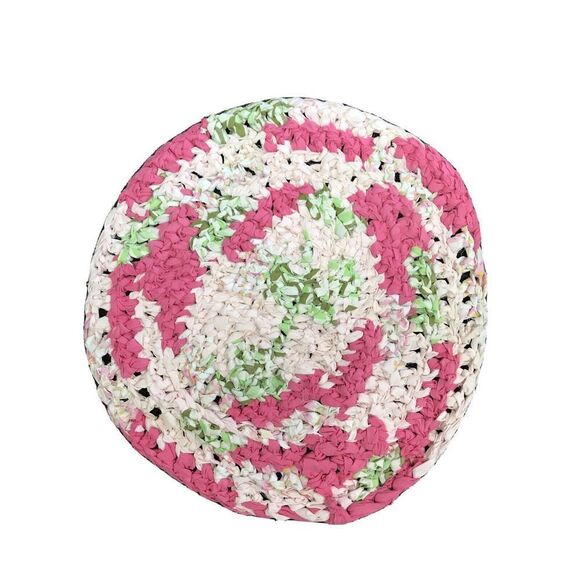 Handmade Crochet Round Rag Rug Bathmat Mat Cotton Multi chair seat Washable Eco - Picture 1 of 4
